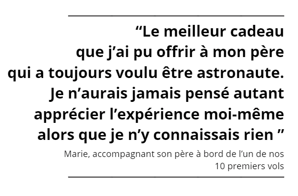 avis de Marie sur nos vols zéro-gravité
